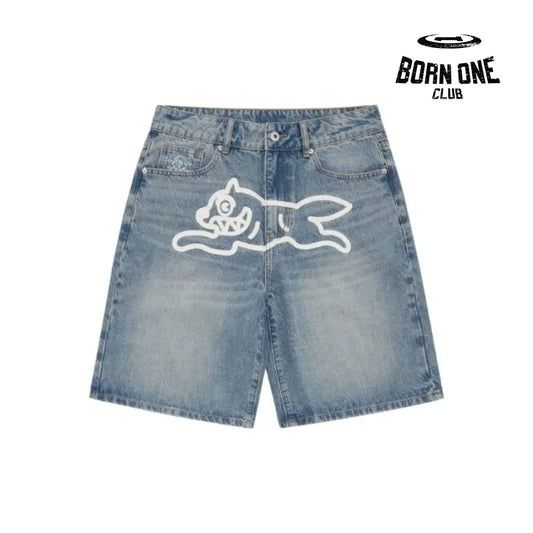 Ice Cream Running Dog Shorts Denim Bermuda Jeans