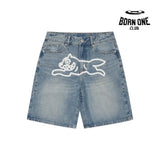Ice Cream Running Dog Shorts Denim Bermuda Jeans