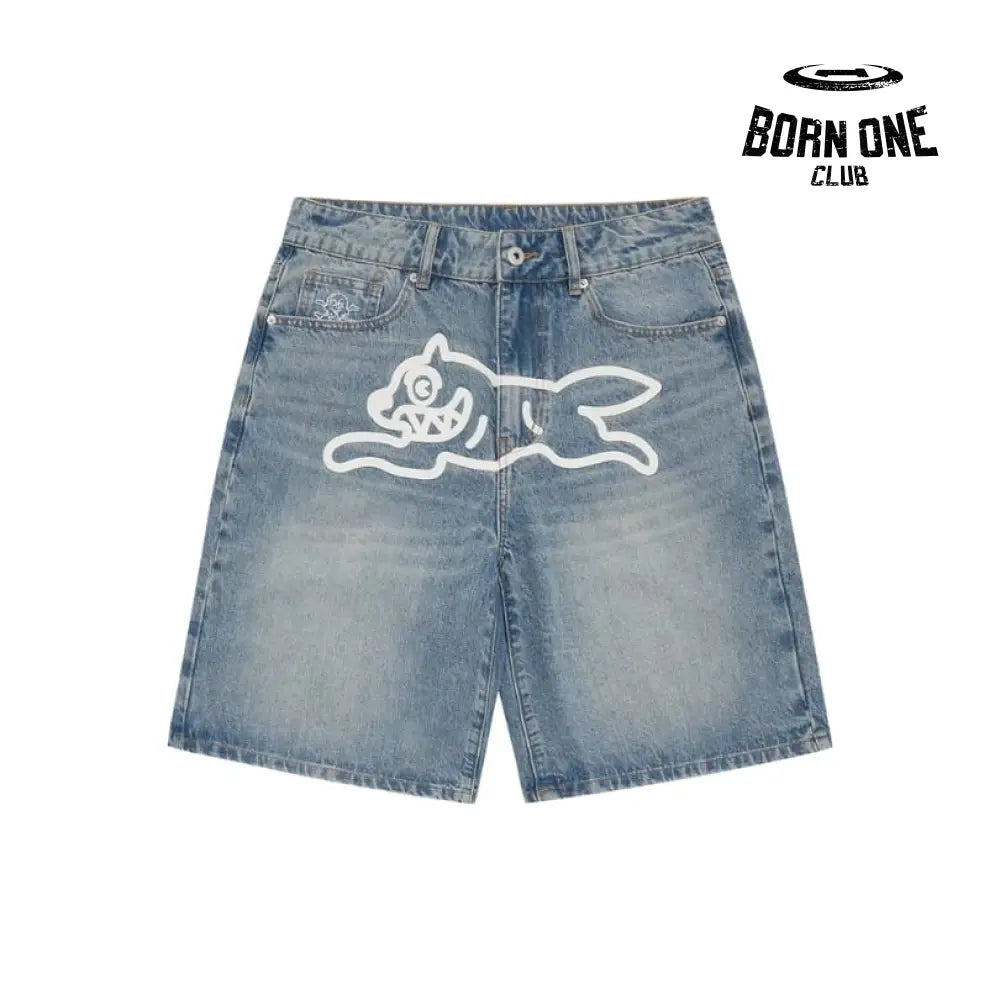 Ice Cream Running Dog Shorts Denim Bermuda Jeans