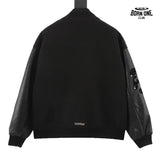 Jaqueta Chrome Hearts Cross Patch Leather Sleeve Varsity Jacket Black