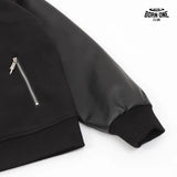 Jaqueta Chrome Hearts Cross Patch Leather Sleeve Varsity Jacket Black