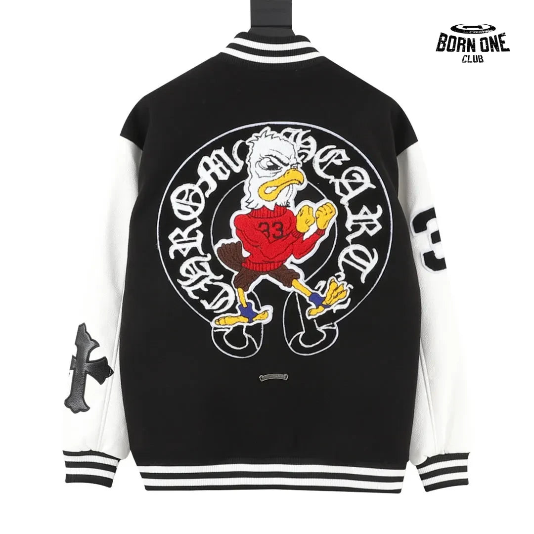 Jaqueta Chrome Hearts Eagle 33 Varsity Jacket Black White