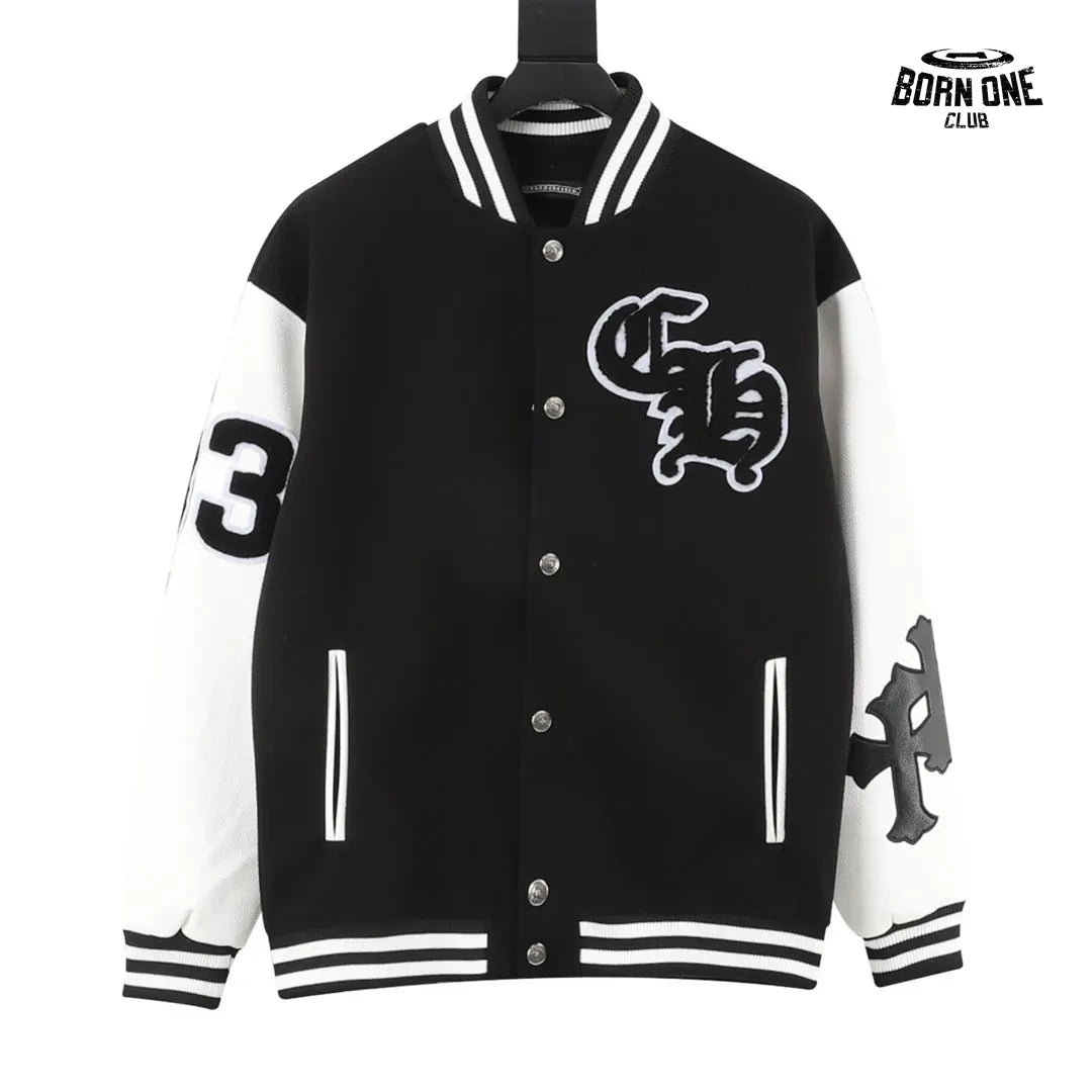 Jaqueta Chrome Hearts Eagle 33 Varsity Jacket Black White