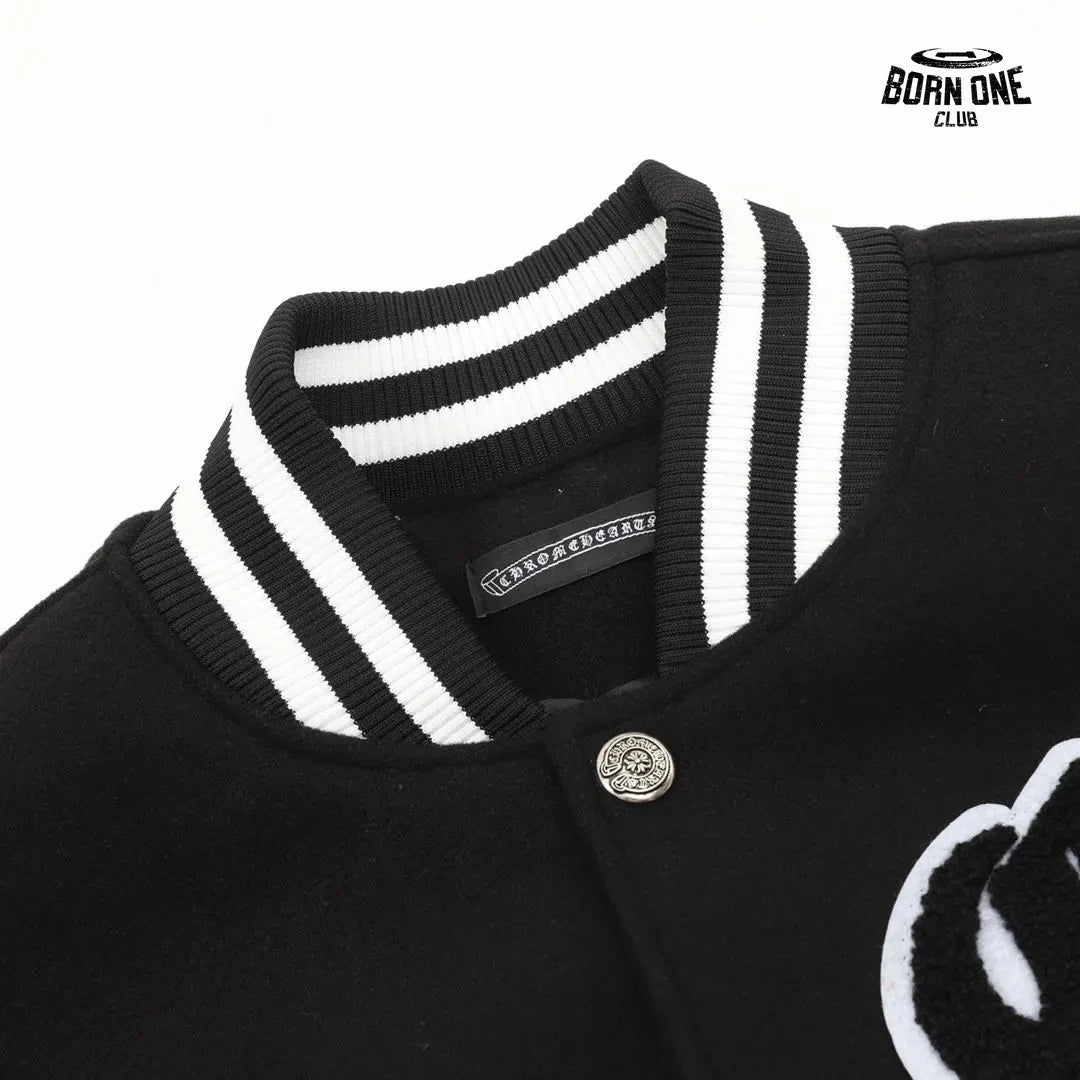 Jaqueta Chrome Hearts Eagle 33 Varsity Jacket Black White