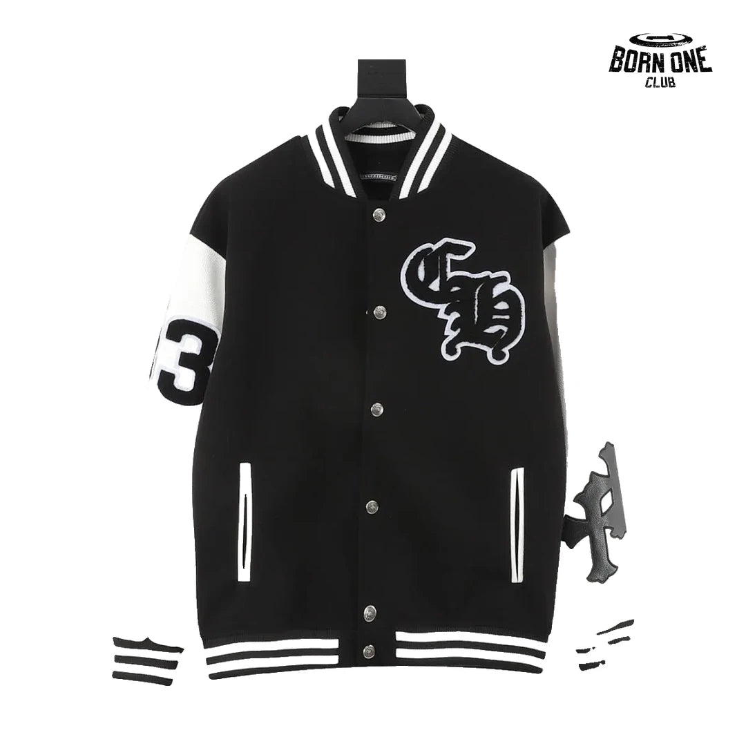 Jaqueta Chrome Hearts Eagle 33 Varsity Jacket Black White