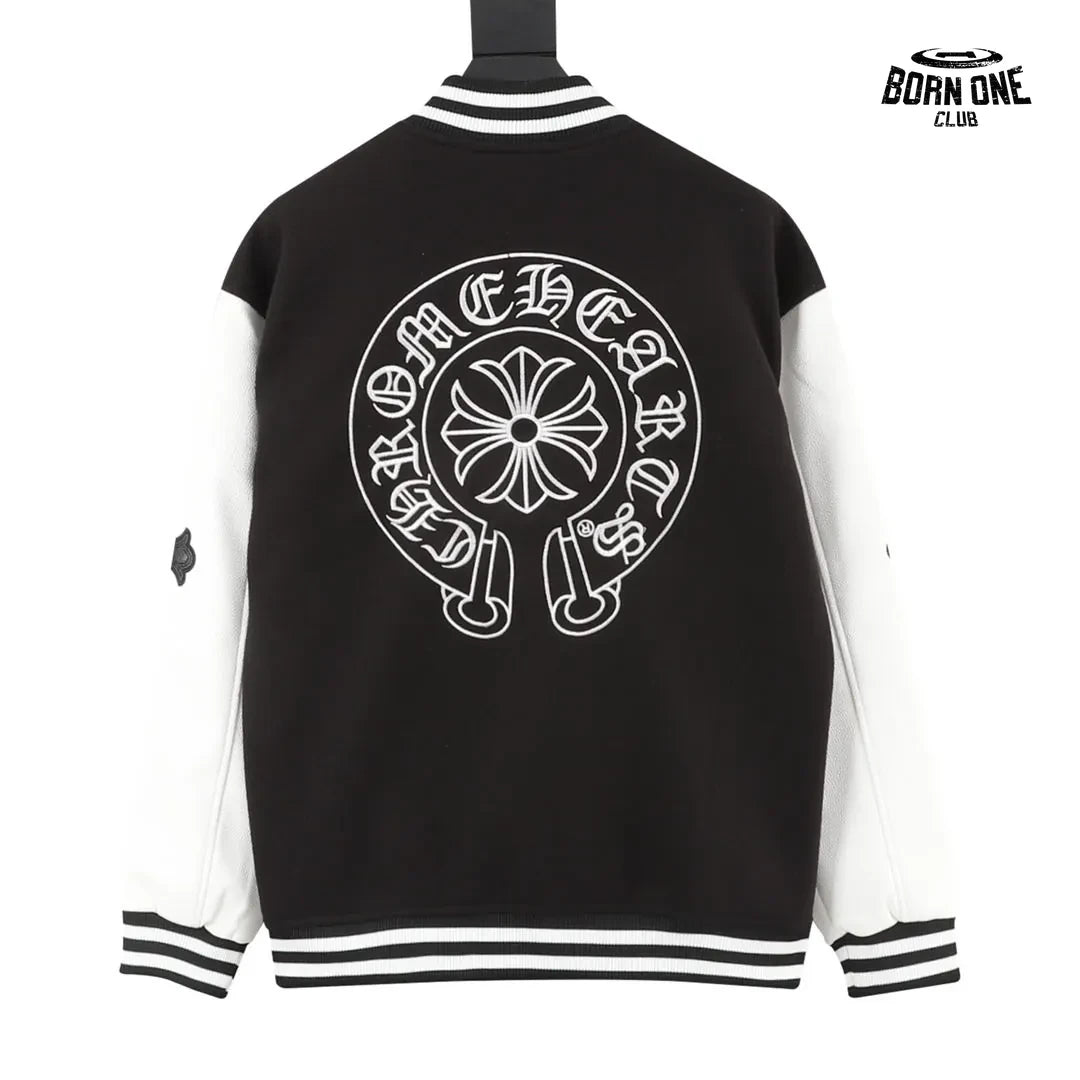 Jaqueta Chrome Hearts Horseshoe Varsity Jacket Black White