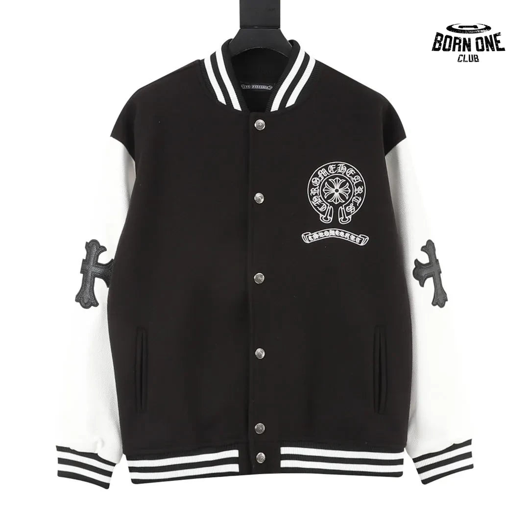 Jaqueta Chrome Hearts Horseshoe Varsity Jacket Black White