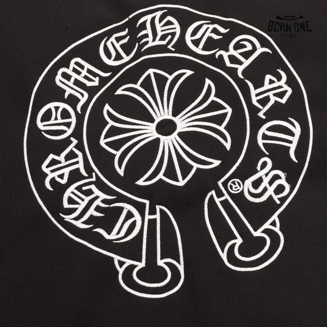 Jaqueta Chrome Hearts Horseshoe Varsity Jacket Black White