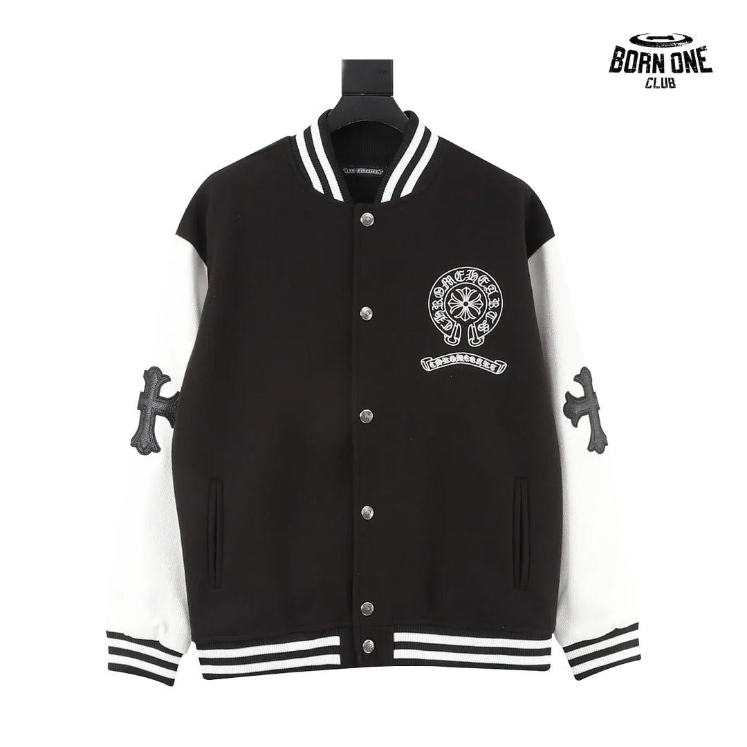 Jaqueta Chrome Hearts Horseshoe Varsity Jacket Black White
