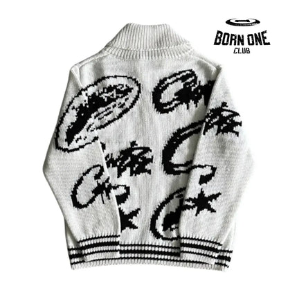 Jaqueta Corteiz Heavy Knit Jacquard Sweater