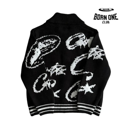 Jaqueta Corteiz Heavy Knit Jacquard Sweater