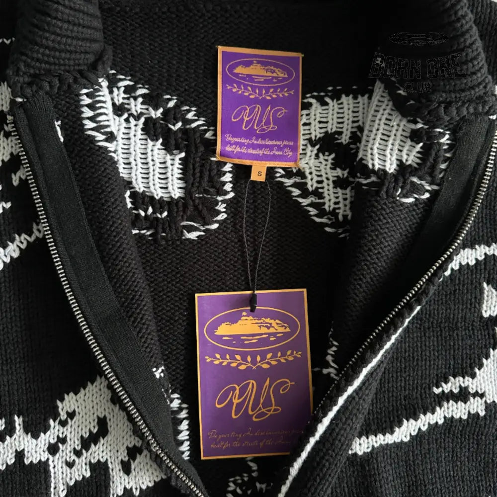 Jaqueta Corteiz Heavy Knit Jacquard Sweater