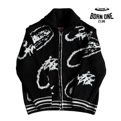 Jaqueta Corteiz Heavy Knit Jacquard Sweater P