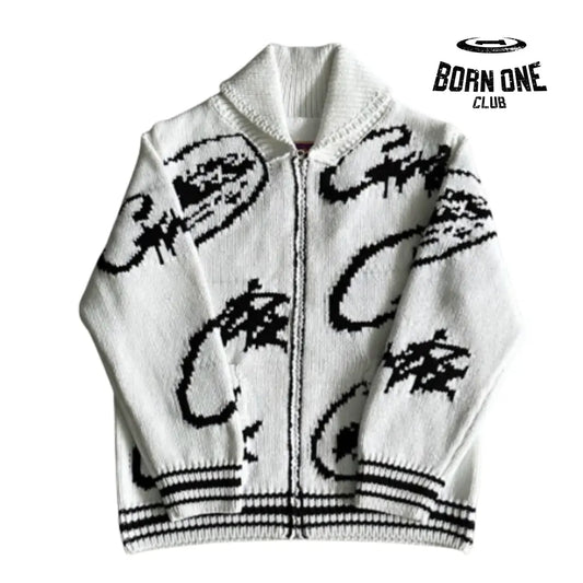 Jaqueta Corteiz Heavy Knit Jacquard Sweater P