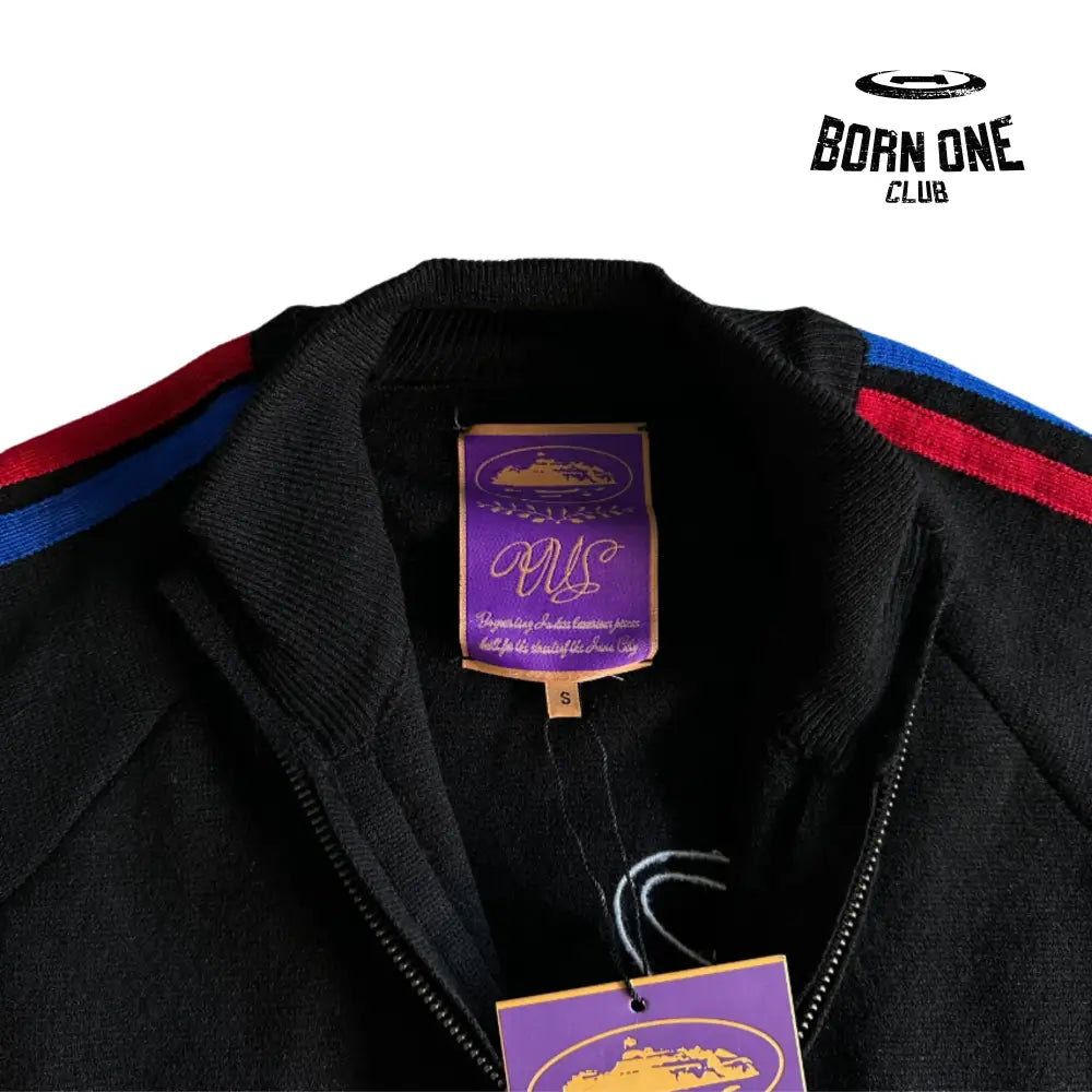 Jaqueta Corteiz Knit Zip Up Fleece Black
