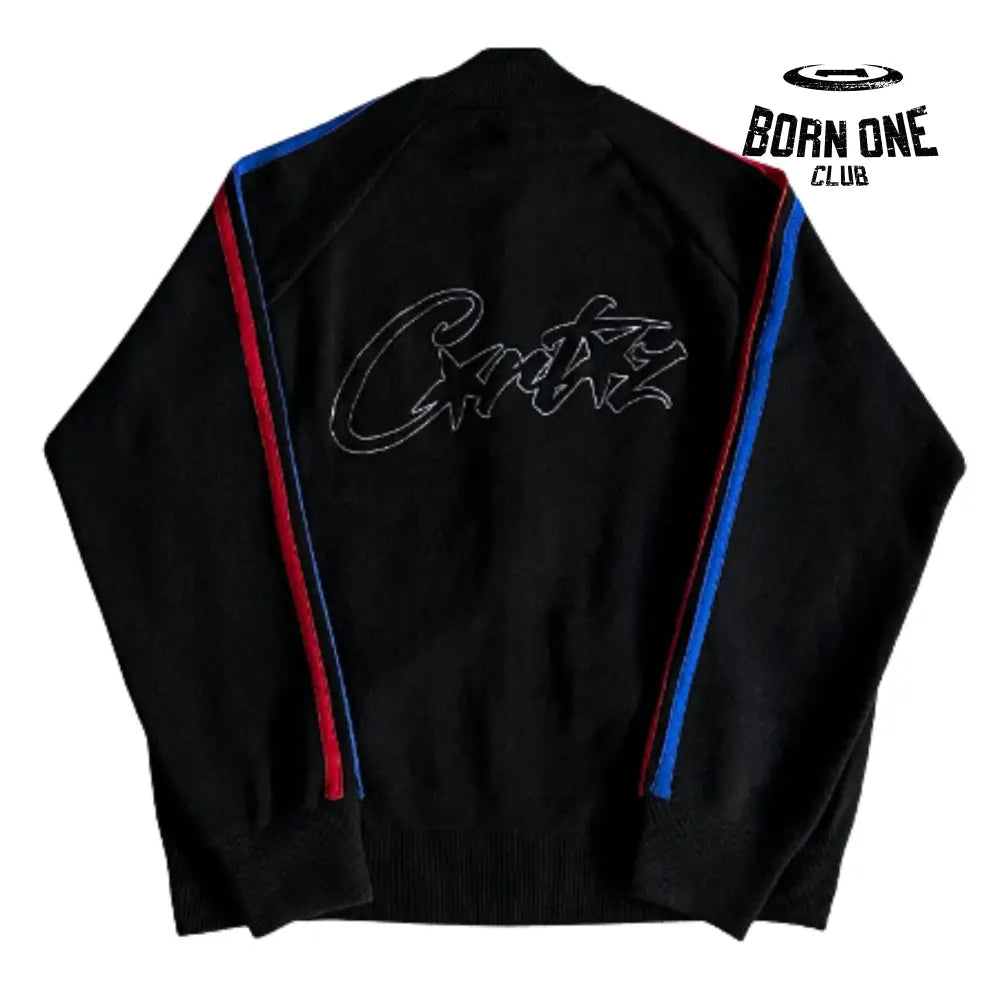 Jaqueta Corteiz Knit Zip Up Fleece Black