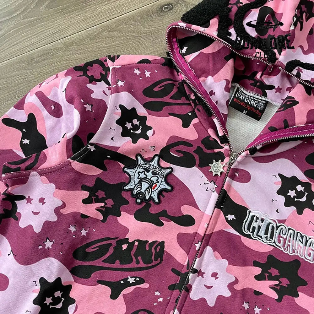 Jaqueta Moletom Glo Gang FullZip Pink Camo