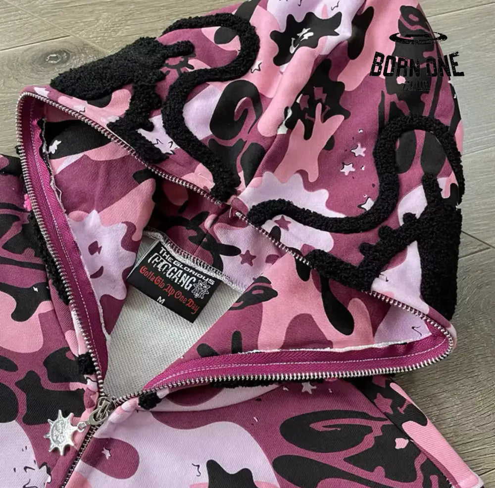 Jaqueta Moletom Glo Gang FullZip Pink Camo