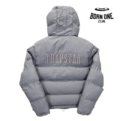 Jaqueta Trapstar Decoded 2022 Hooded Puffer Grey