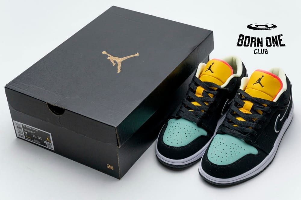 Jordan 1 Low Black Aurora Green Laser Orange CK3022-013