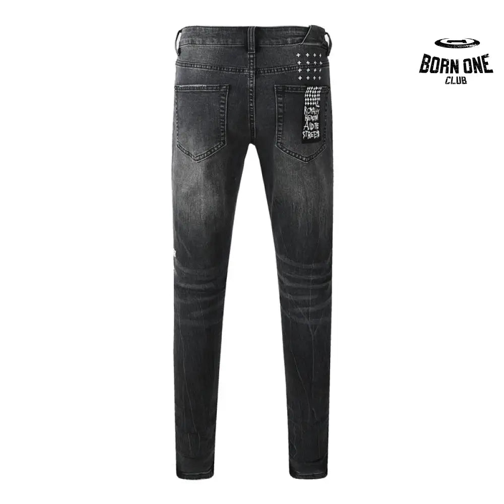 Calça Jeans Ksubi Preta Logo Branco