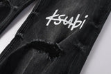 Calça Jeans Ksubi Preta Logo Branco
