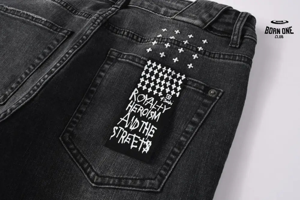 Calça Jeans Ksubi Preta Logo Branco