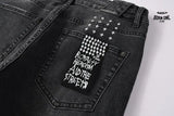 Calça Jeans Ksubi Preta Logo Branco