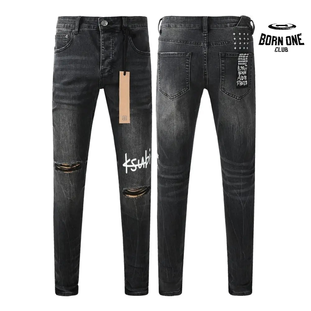Calça Jeans Ksubi Preta Logo Branco