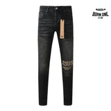 Calça Jeans Ksubi Preta Logo Bordado Joelho