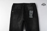 Calça Jeans Ksubi Preta Logo Bordado Joelho