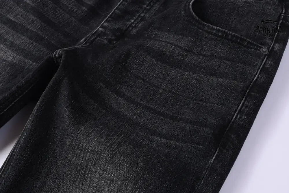Calça Jeans Ksubi Preta Logo Bordado Joelho