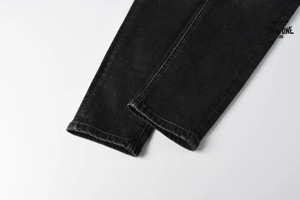 Calça Jeans Ksubi Preta Logo Bordado Joelho