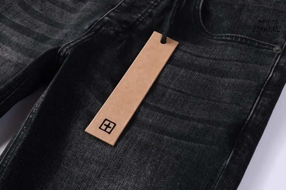 Calça Jeans Ksubi Preta Logo Bordado Joelho