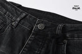 Calça Jeans Ksubi Preta Logo Bordado Joelho