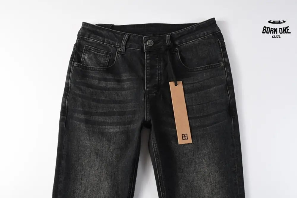 Calça Jeans Ksubi Preta Logo Bordado Joelho