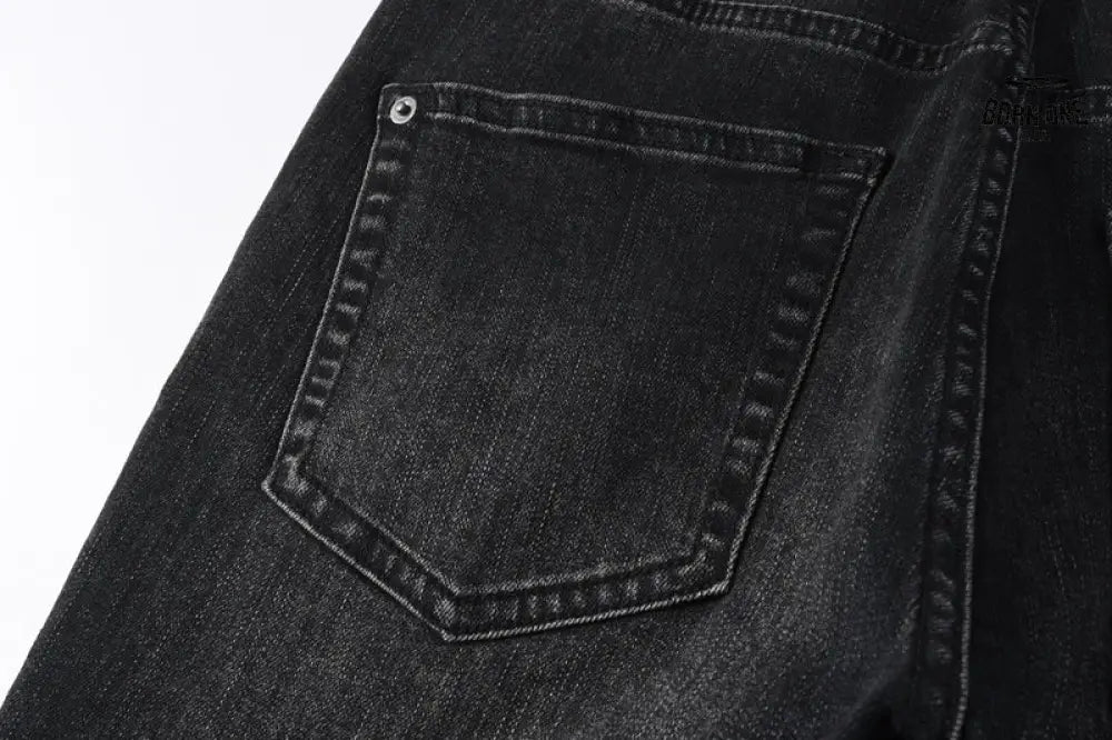 Calça Jeans Ksubi Preta Logo Bordado Joelho