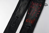 Calça Jeans Ksubi Preta Letreiro Vermelho