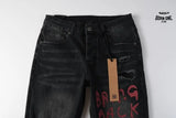 Calça Jeans Ksubi Preta Letreiro Vermelho