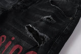 Calça Jeans Ksubi Preta Letreiro Vermelho