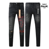 Calça Jeans Ksubi Preta Letreiro Vermelho