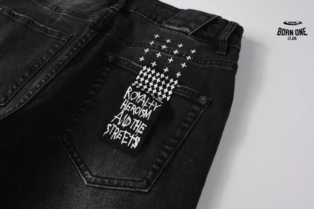 Calça Jeans Ksubi Preta Letreiro Vermelho