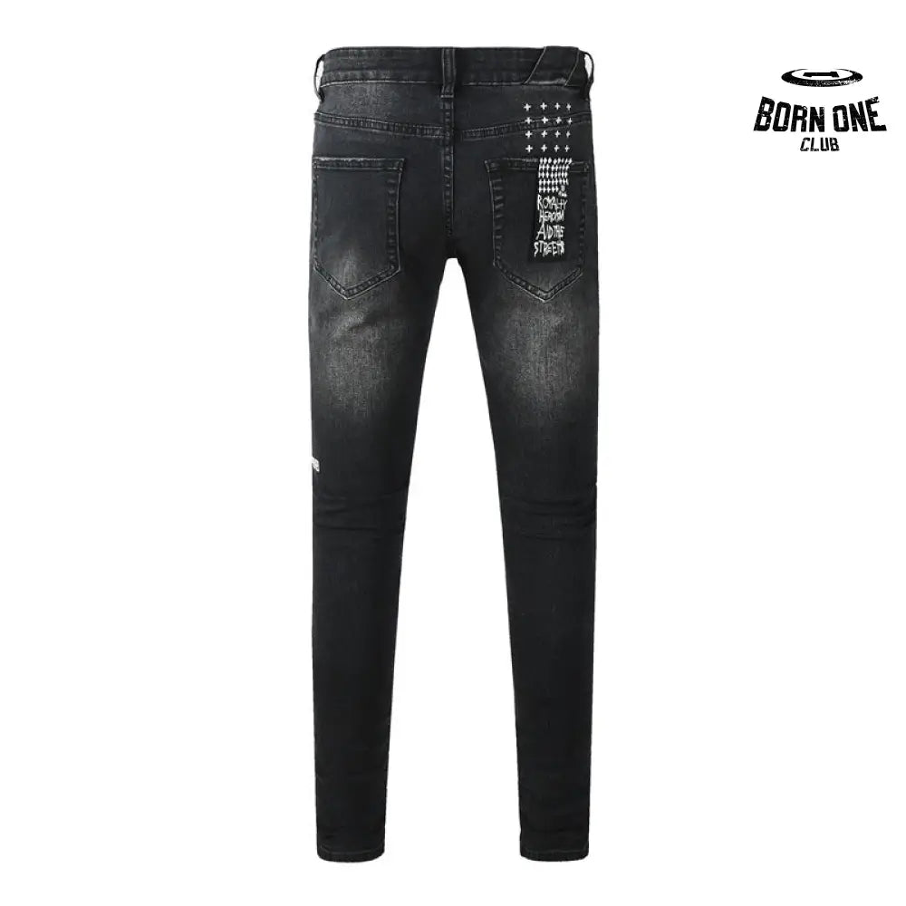 Calça Jeans Ksubi Preta Letreiro Vermelho