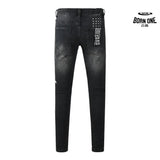 Calça Jeans Ksubi Preta Letreiro Vermelho