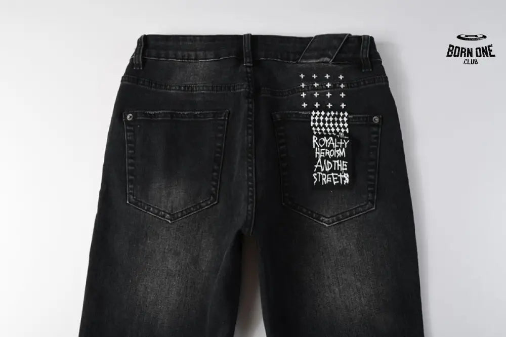 Calça Jeans Ksubi Preta Letreiro Vermelho