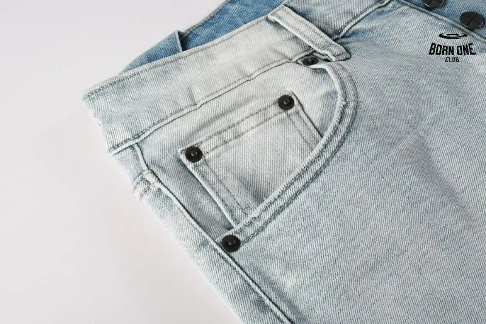 Calça Jeans Ksubi Azul Claro Destroyed Logo Lateral
