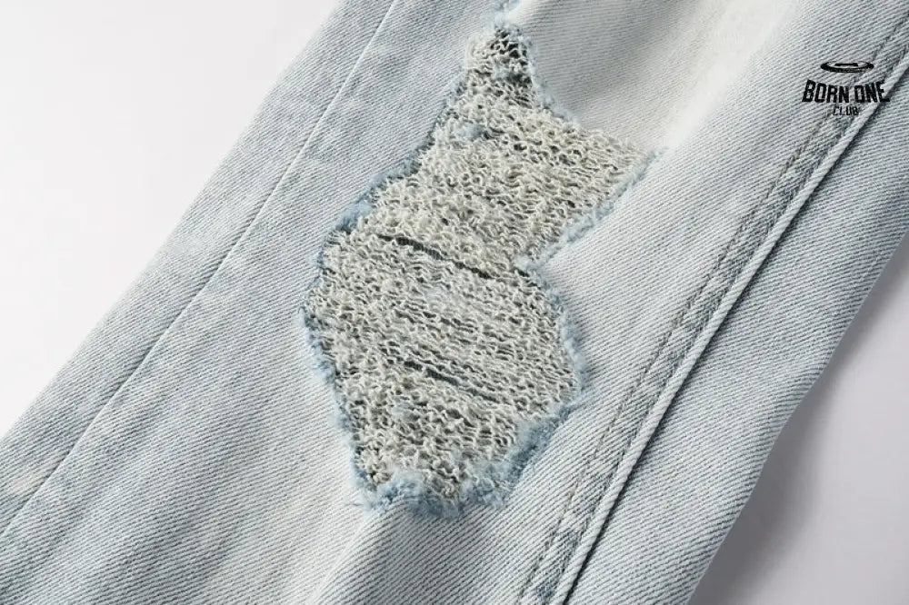Calça Jeans Ksubi Azul Claro Destroyed Logo Lateral