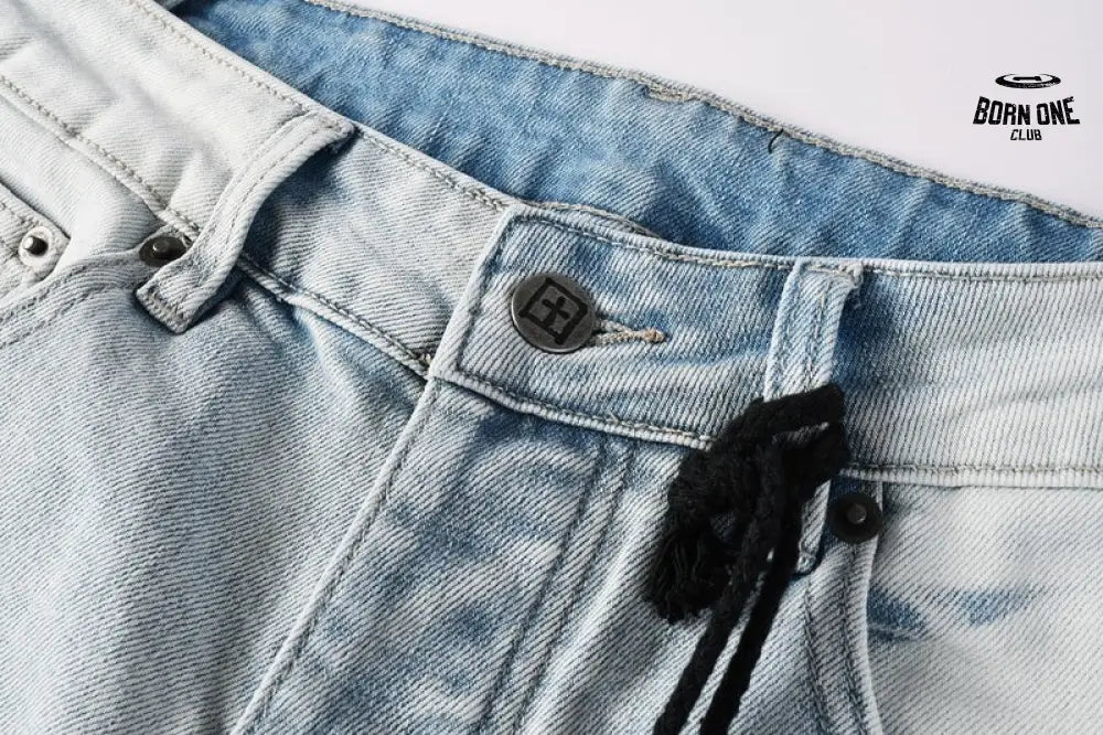 Calça Jeans Ksubi Azul Claro Destroyed Logo Lateral
