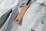 Calça Jeans Ksubi Azul Claro Destroyed Logo Lateral