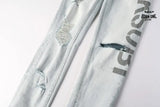 Calça Jeans Ksubi Azul Claro Destroyed Logo Lateral